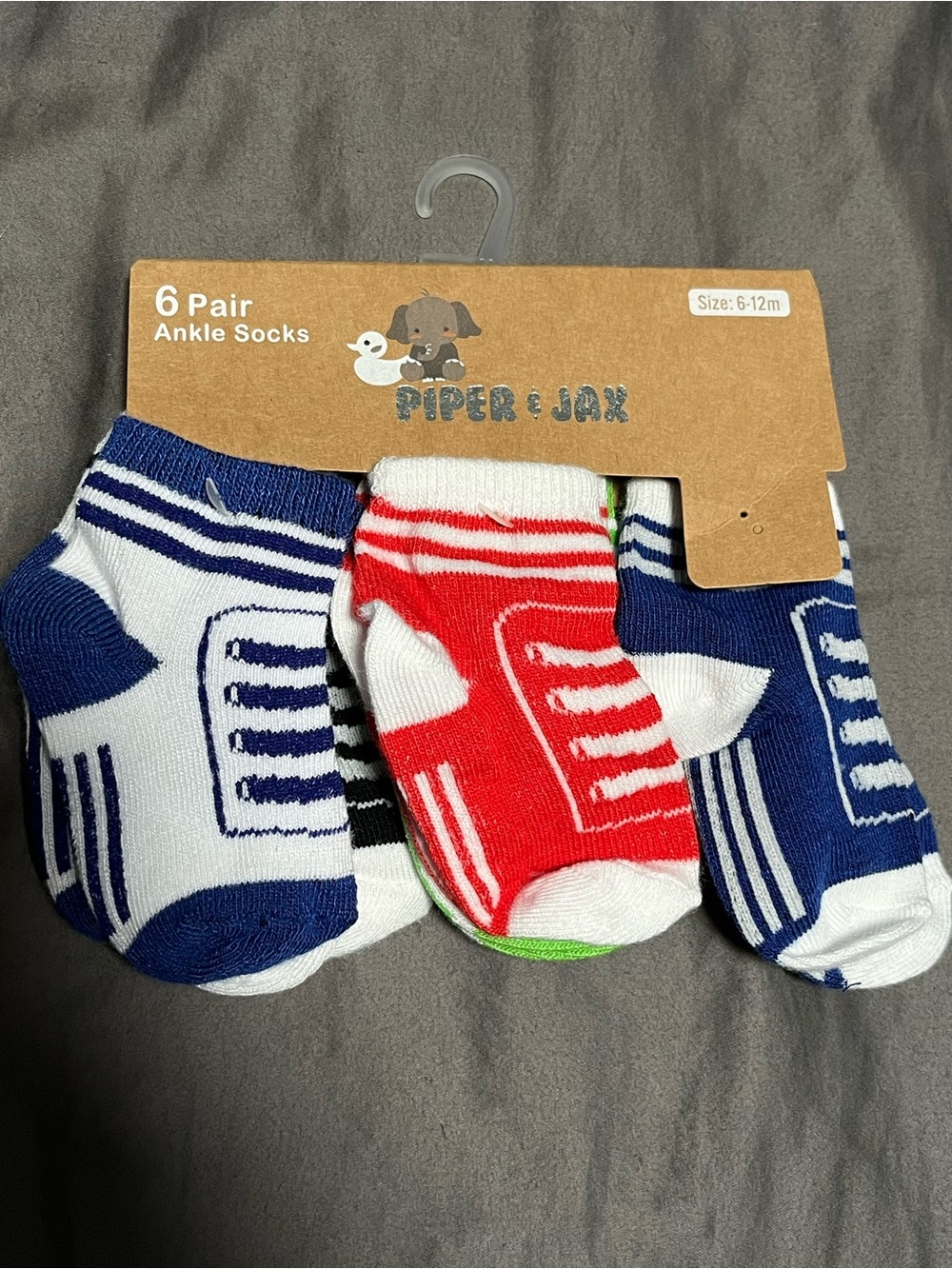 Piper & Jax 6 pack multicolored baby socks